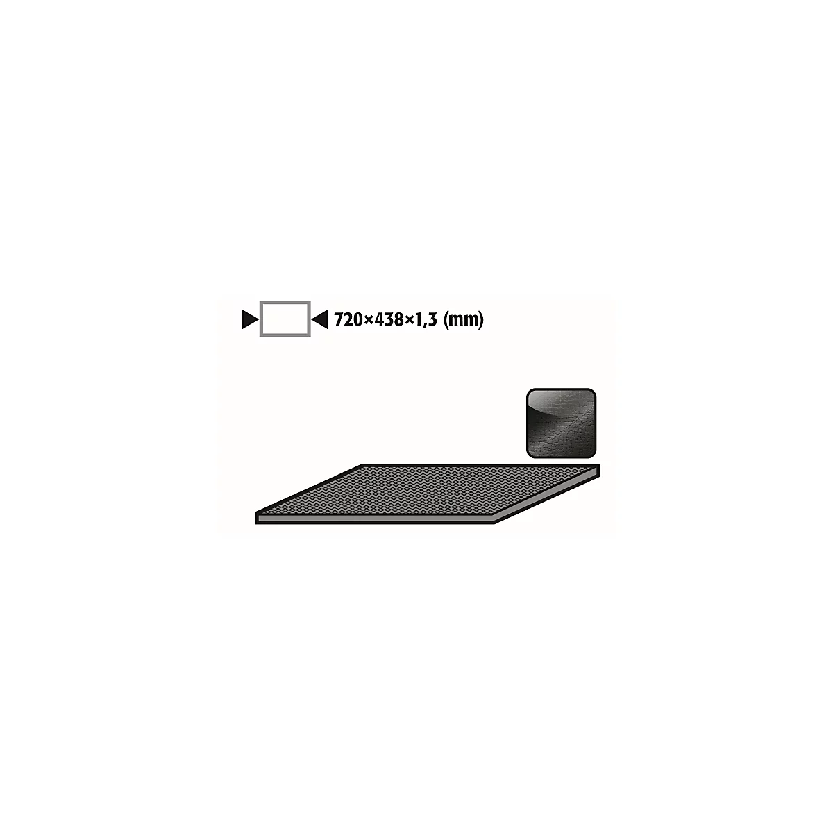 Tapis antidérapant pour les armoires de sécurité asecos des séries UB90 et UB30, noir, L 720 x P 438 x H 1,3 mm
