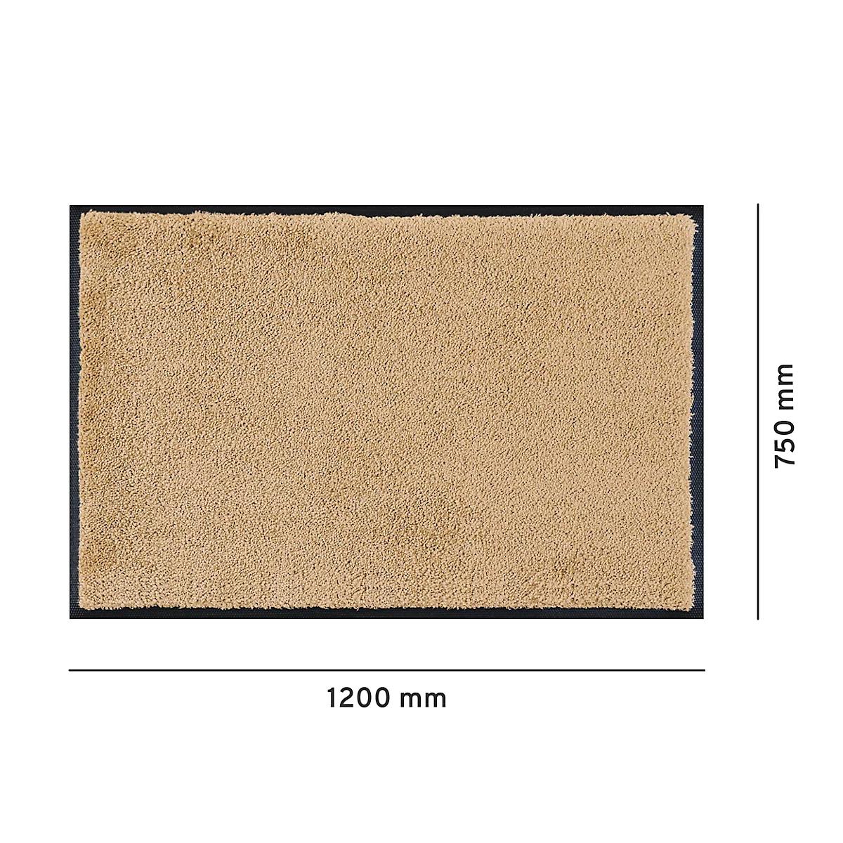 Paillasson beige avec bordure noire, dimensions 1200 x 750 mm.