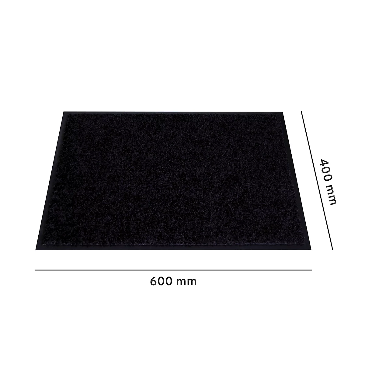 Tapis de sol noir avec dimensions : 600 mm x 400 mm.