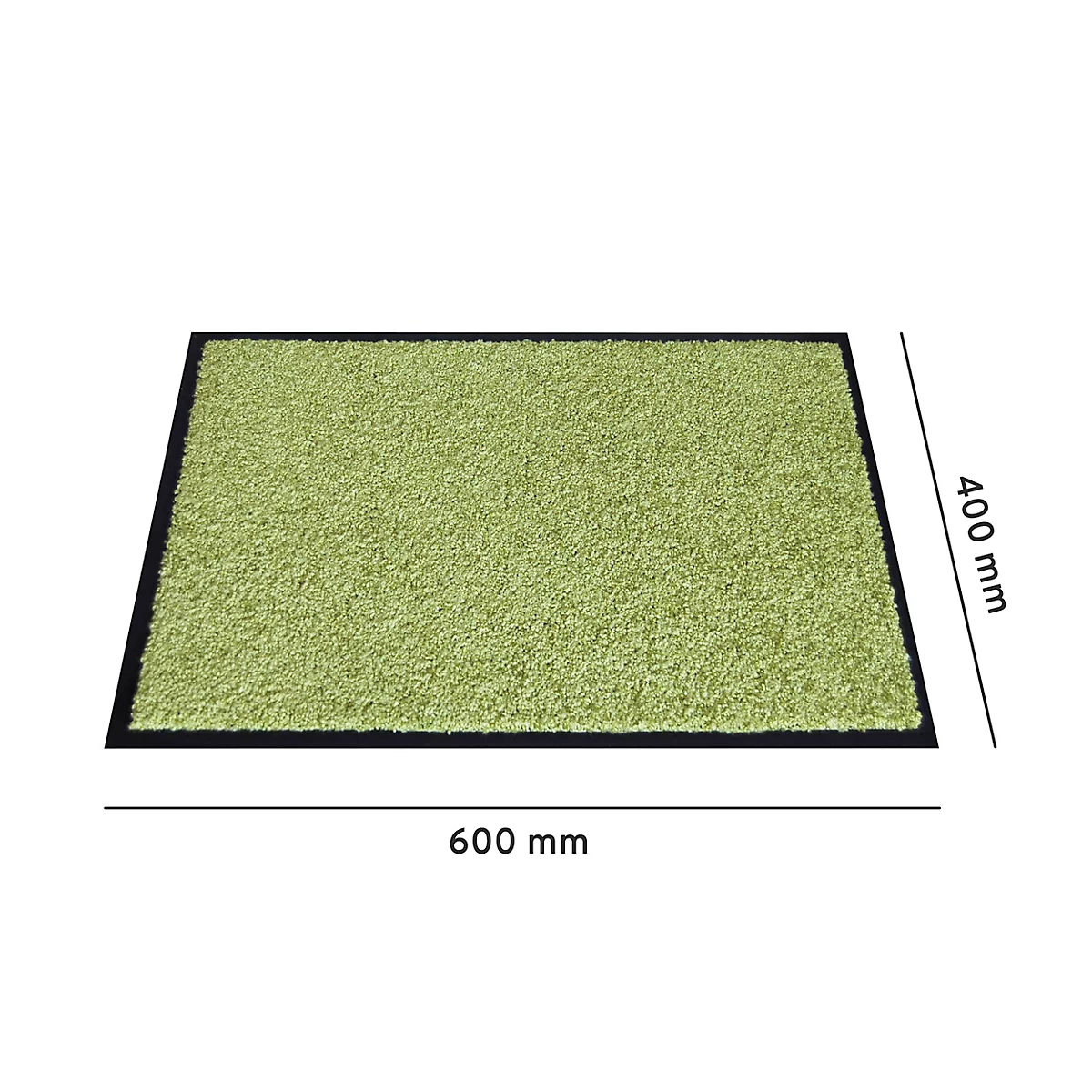 Tapis vert rectangulaire avec bordure noire. Dimensions : 600 x 400 mm.