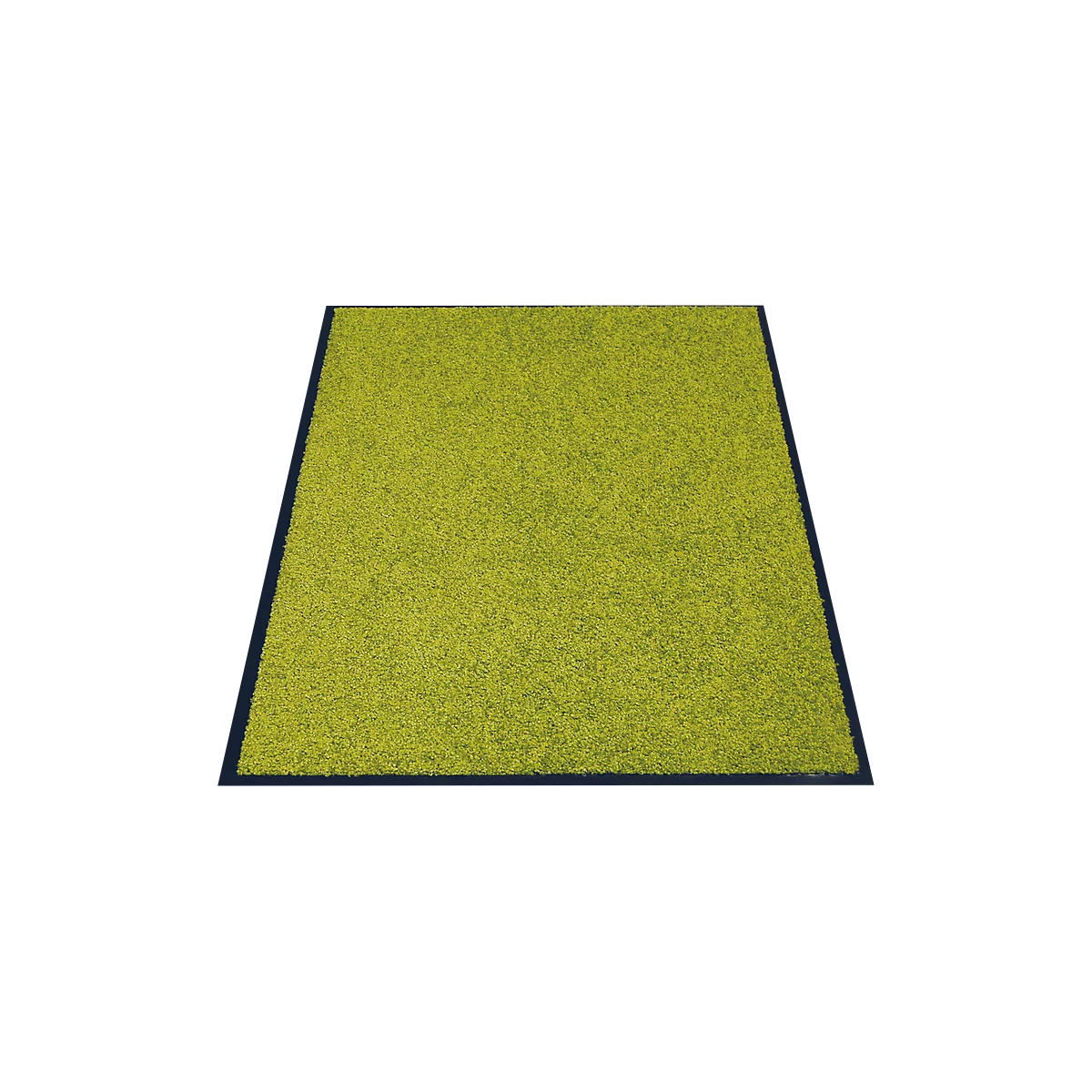 Tapis rectangulaire avec une surface jaune-vert et une bordure sombre.