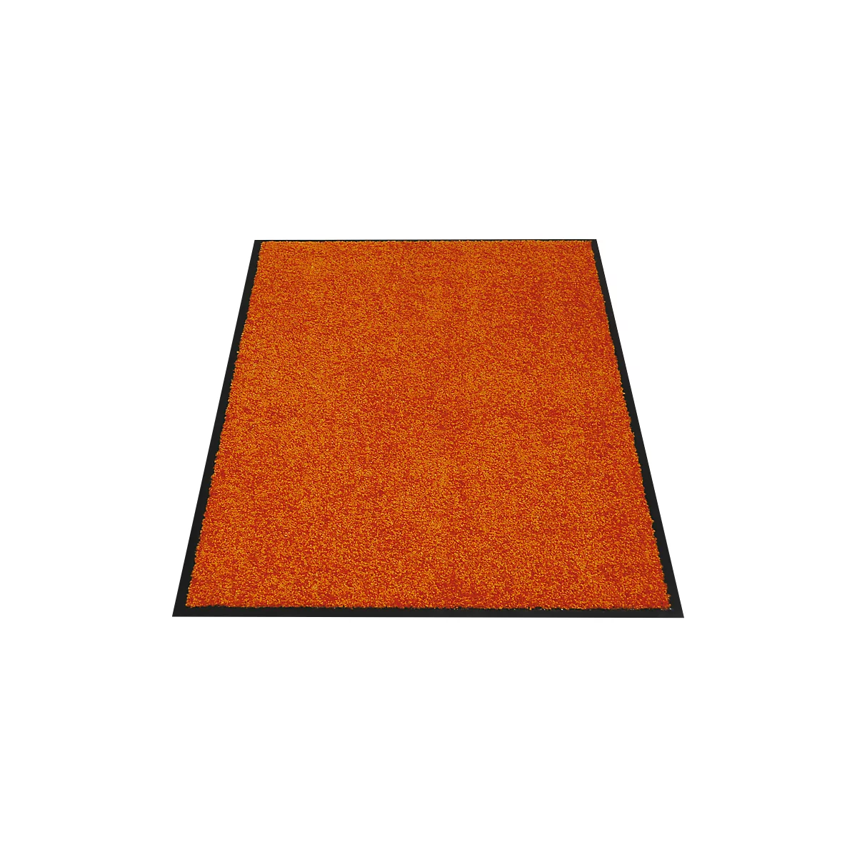 Tapis orange avec bordure noire.