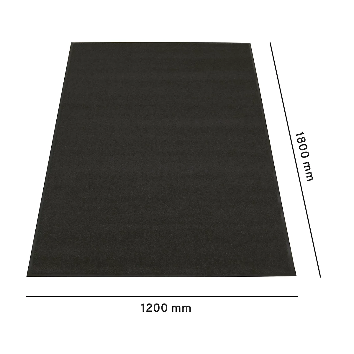 Un tapis rectangulaire noir. Dimensions : 1200 mm x 1800 mm.