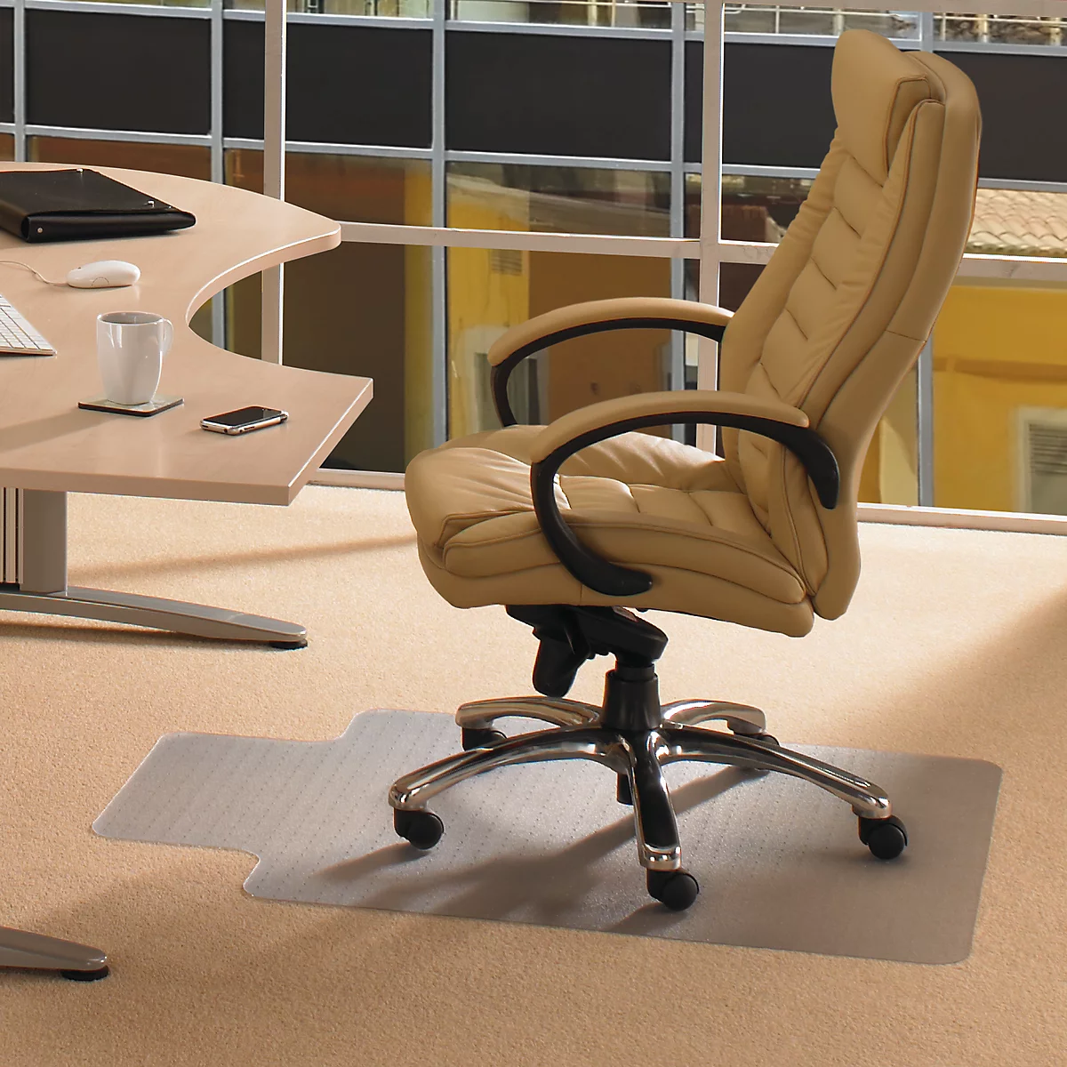 Tapis de protection de sol pour moquettes, carré, prédécoupé, 1150 x 1340