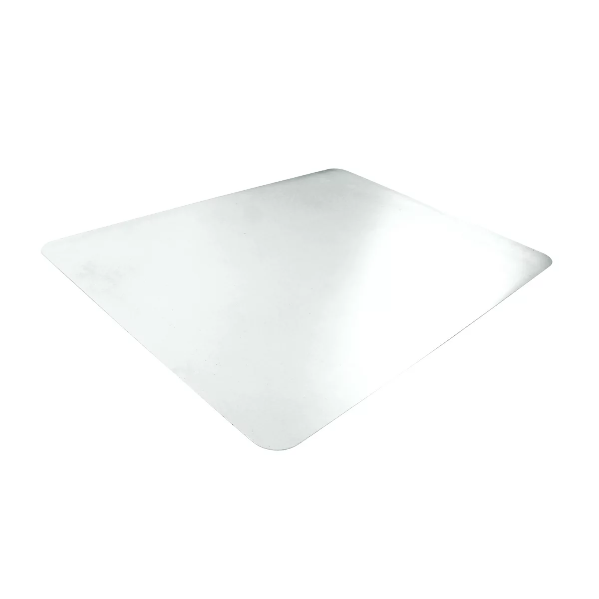Tapis de protection de sol carré transparent sur fond blanc.