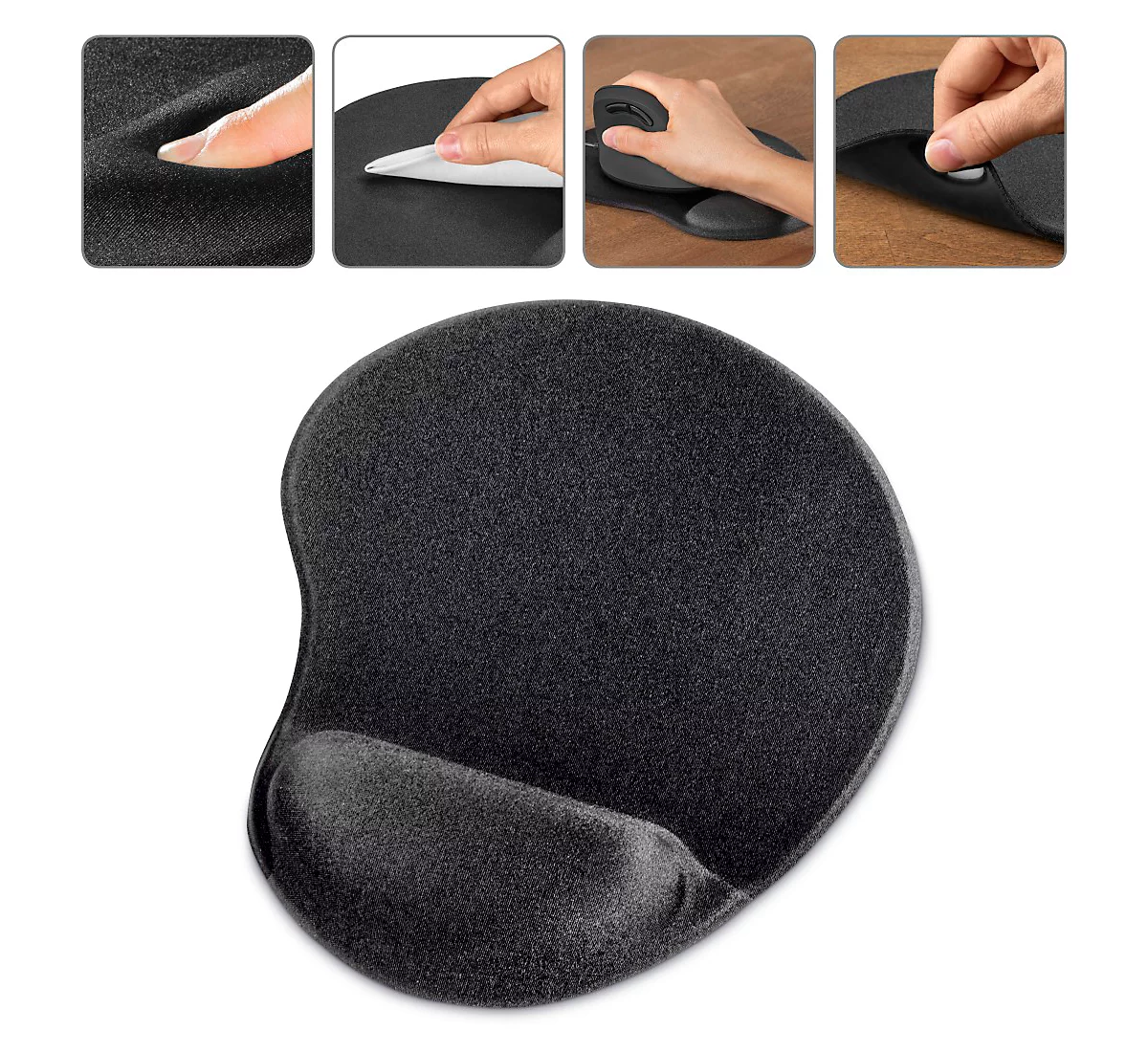 Tapis de souris ergonomique avec repose-poignet noir - T'nB