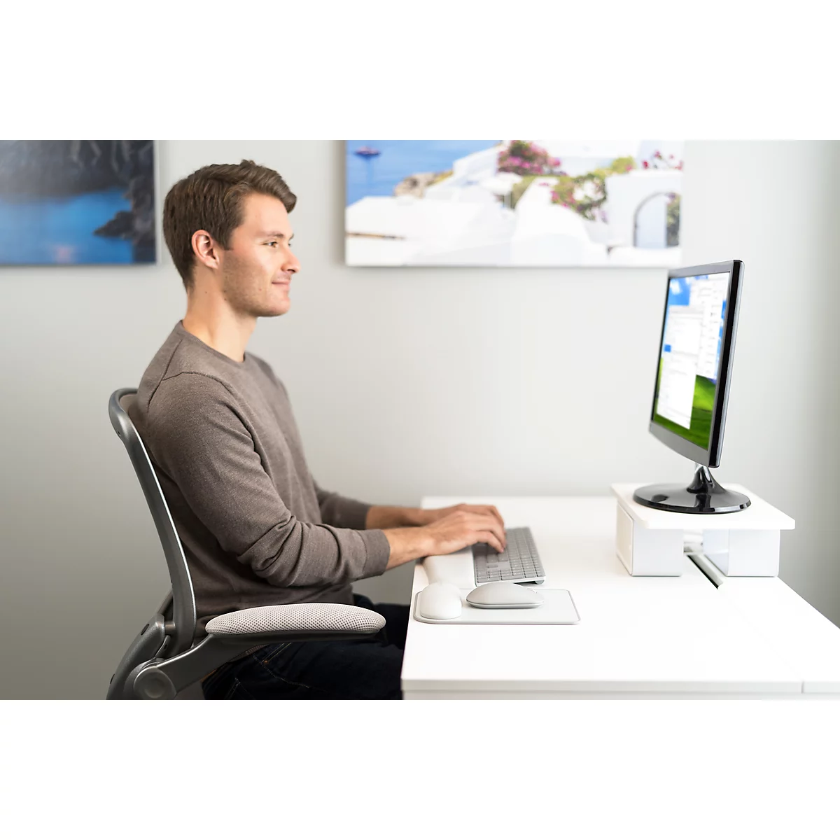Tapis souris ErgoSoft Kensington, avec repose-poignets rembourré, surface haute performance, gris