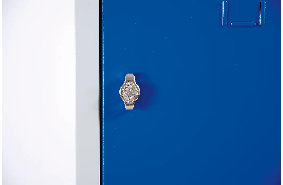Taquilla, 1 puerta, An 400 x Al 1800 mm, candado, gris luminoso/azul