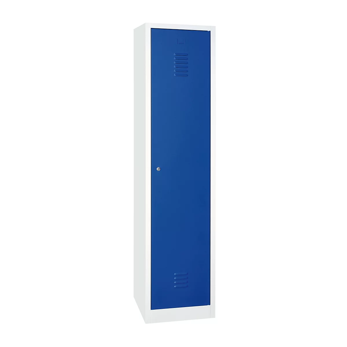 Taquilla, 1 puerta, An 400 x Al 1800 mm, cerradura de cilindro, gris luminoso/azul