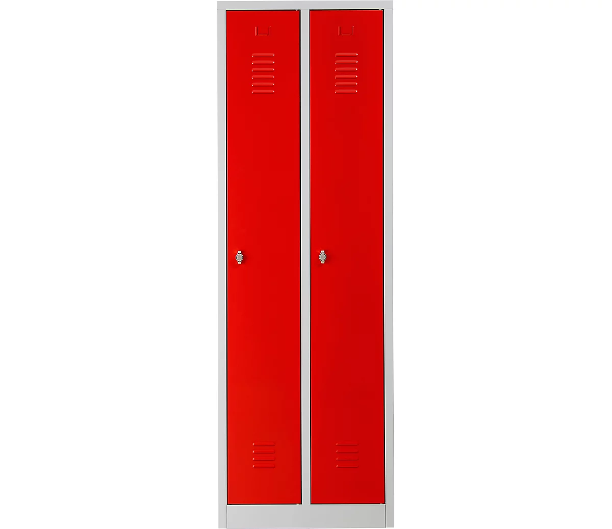 Taquilla, 2 puertas, An 600 x Al 1800 mm, cierre de pasador giratorio, gris luminoso/rojo intenso