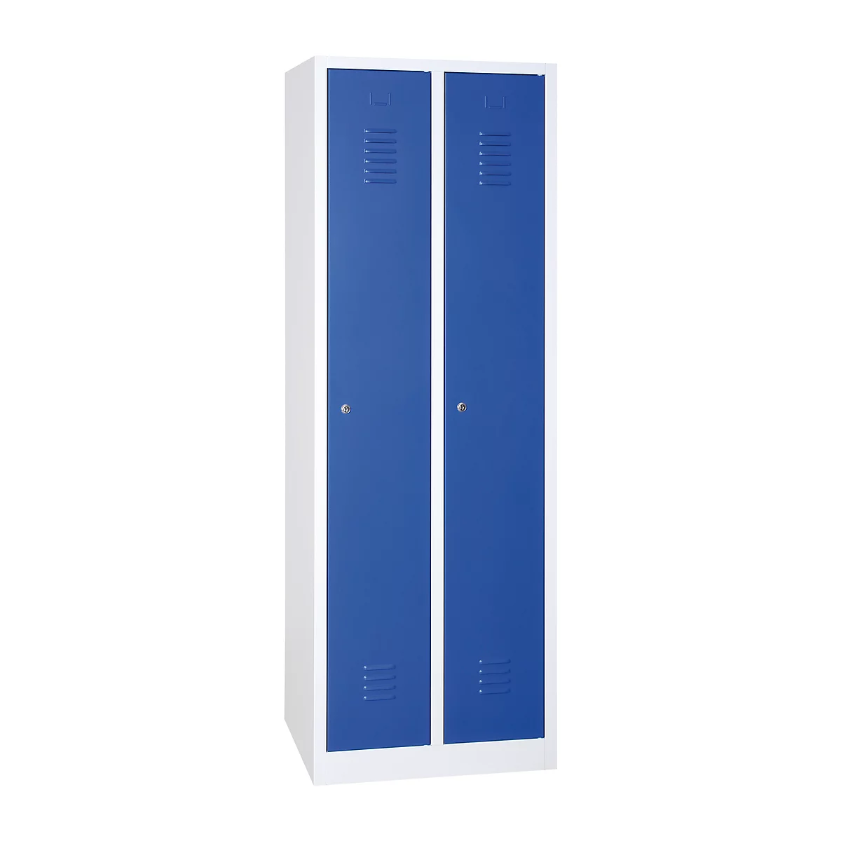 Taquilla, 2 puertas, An 800 x Al 1800 mm, cerradura de cilindro, gris luminoso/azul