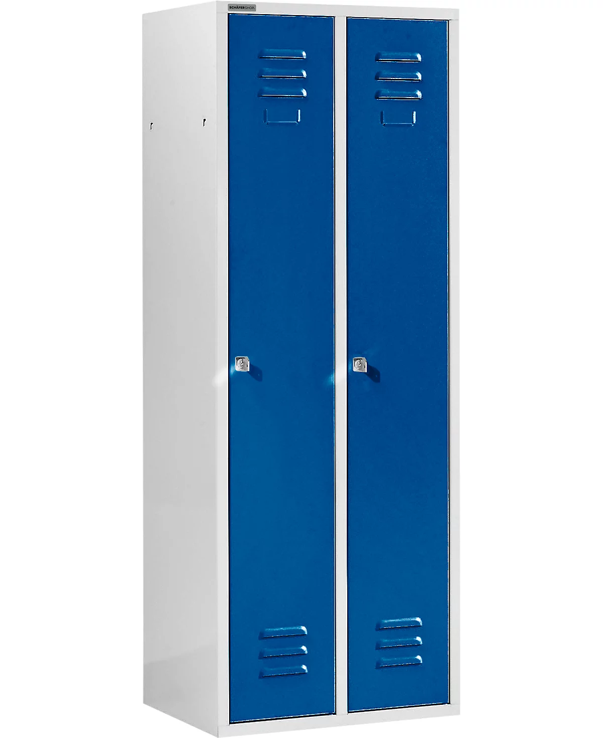 Taquilla con 2 compartimentos, cerradura de cilindro, gris claro/azul genciana