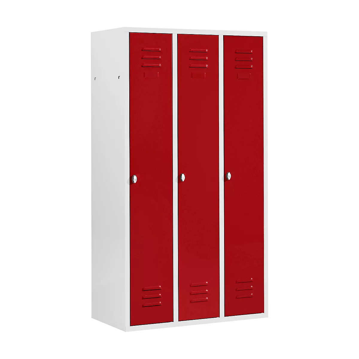 Taquilla Schäfer Shop Select, con 3 compartimentos, cerradura de pestillo giratorio, puerta roja