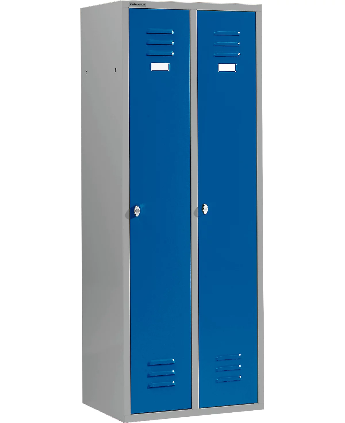 Taquilla Schäfer Shop Select de 2 compartimentos, cerradura con pestillo giratorio, plata claro/azul genciana