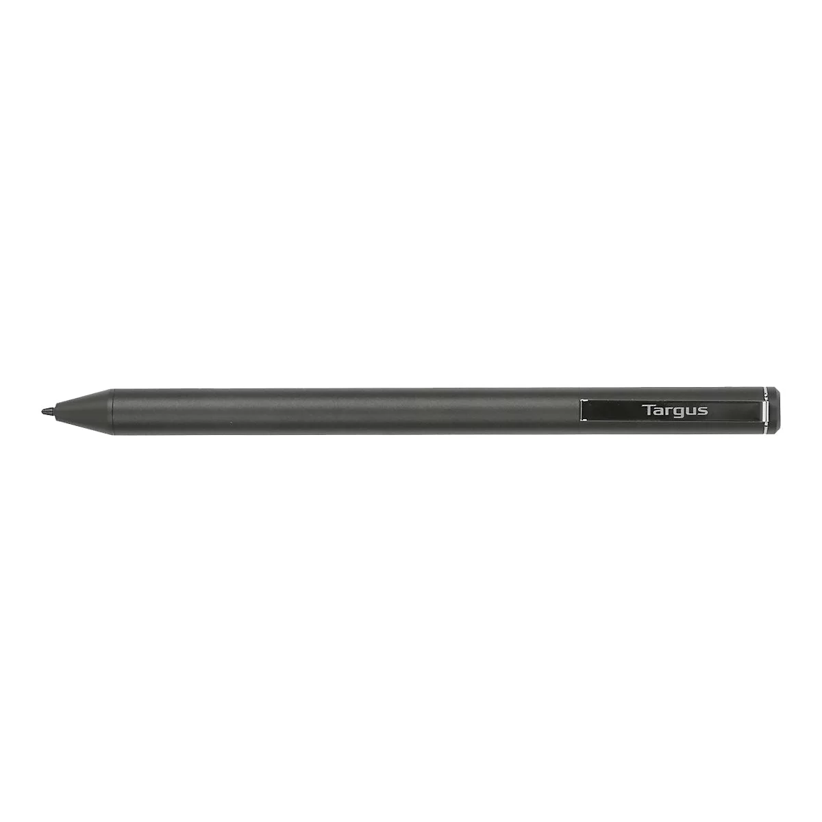 Dunkelgrauer Stylus-Stift mit der Aufschrift „Targus“.