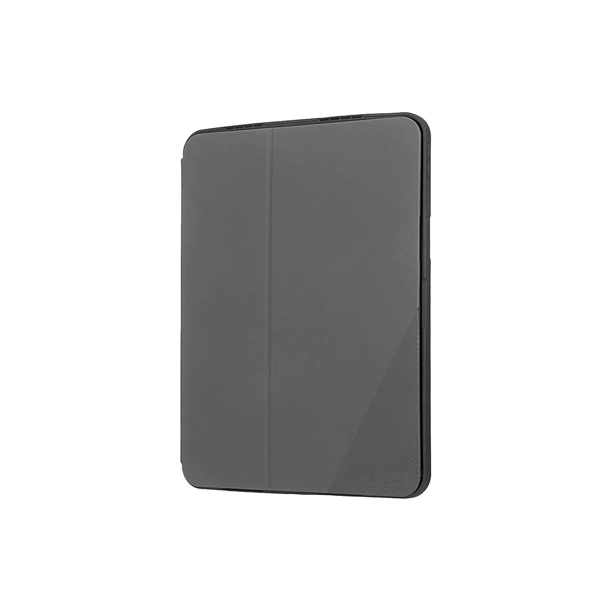 Graue Tablet-Schutzhülle, schlichtes Design, vor weißem Hintergrund.