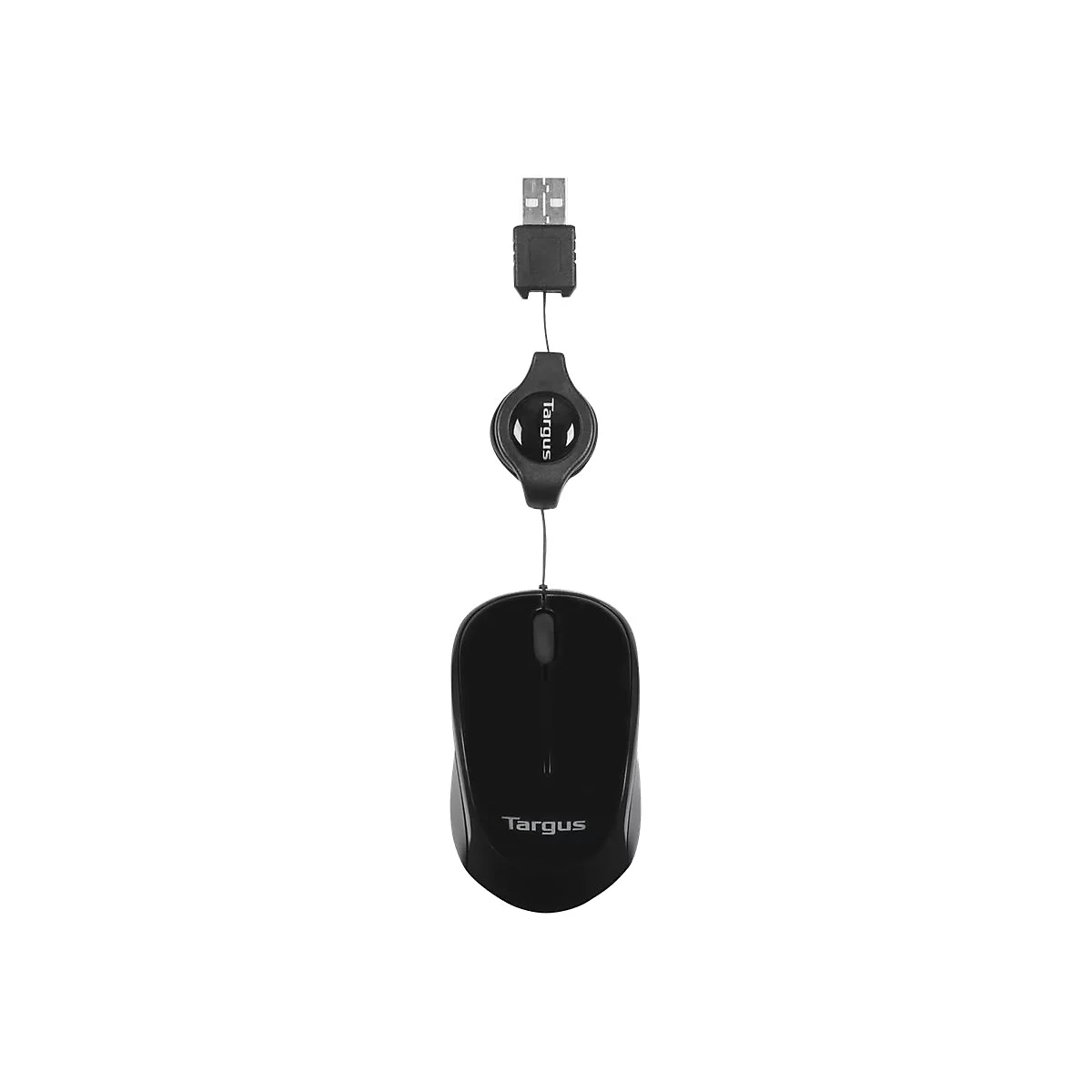 Souris Targus noire avec connecteur USB, rétractable.