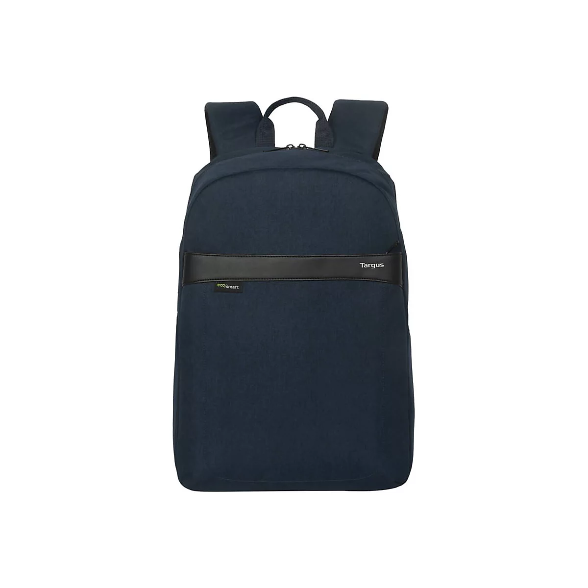 Dunkelblauer Rucksack mit schwarzem Lederband, Hersteller: Targus.