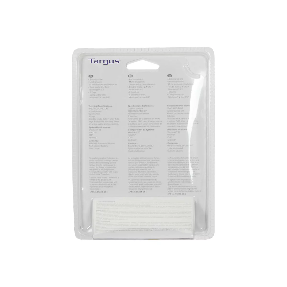 Targus Multi Device Midsize Comfort - Maus - antimikrobiell - kabellos - 2.4 GHz, Bluetooth