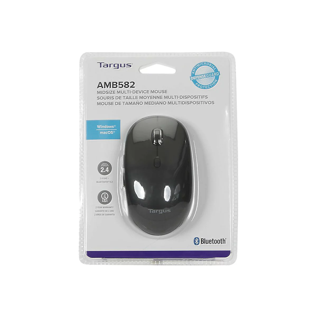 Targus Multi Device Midsize Comfort - Maus - antimikrobiell - kabellos - 2.4 GHz, Bluetooth
