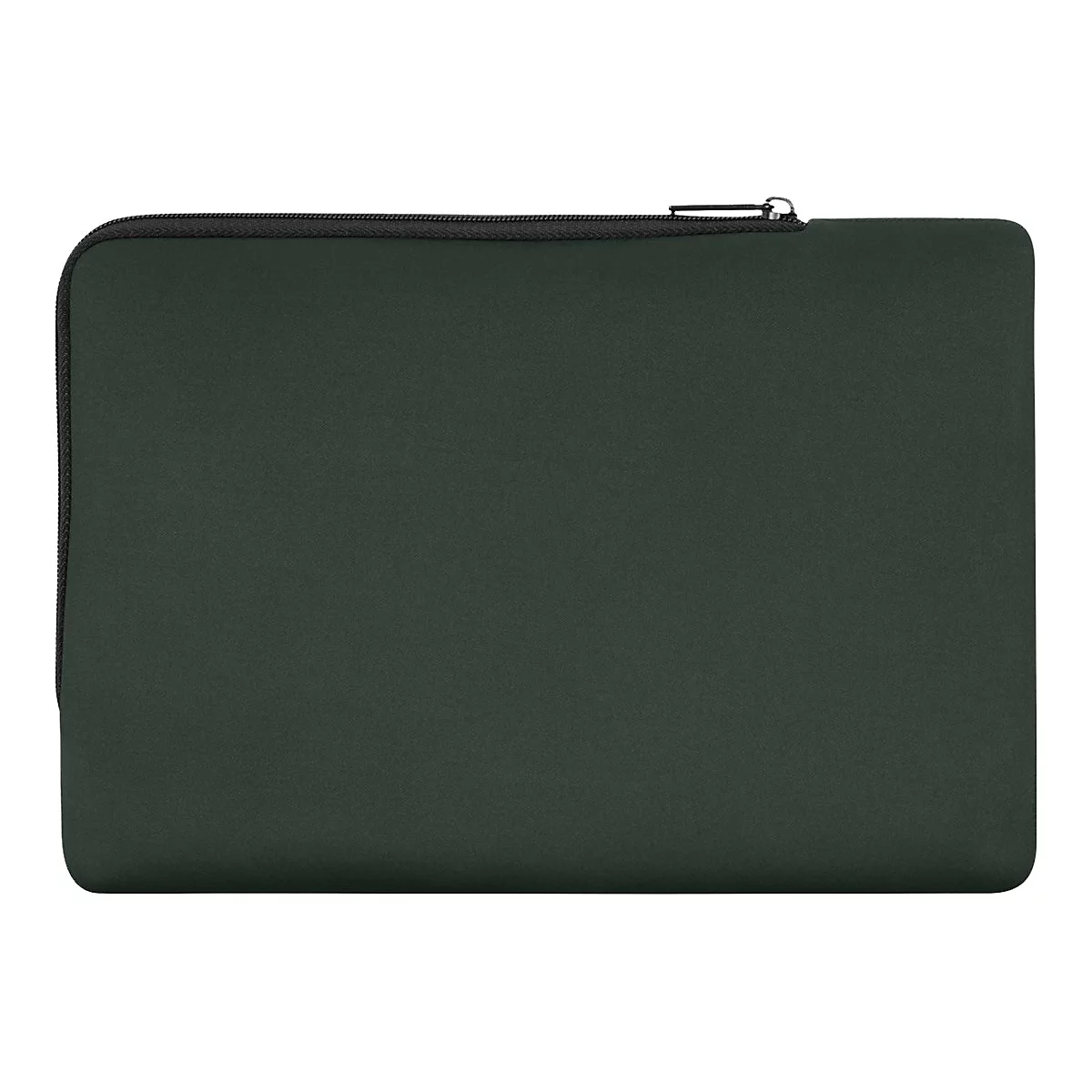 Dunkelgrüne Laptoptasche mit Reißverschluss.