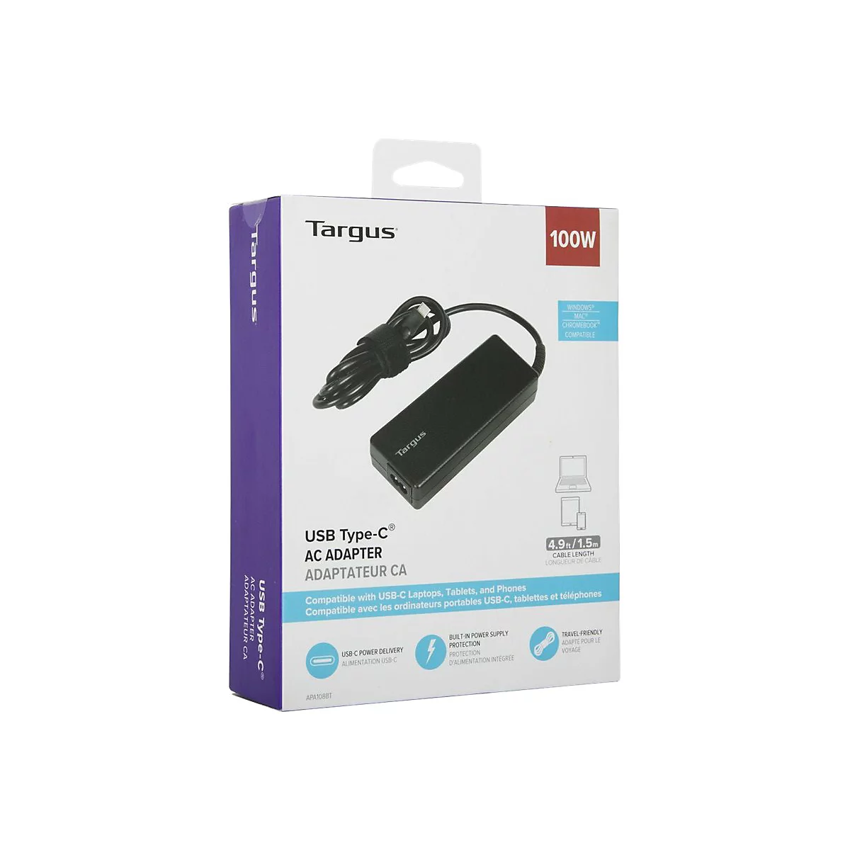 Targus - Netzteil - 100 Watt - PD (24 pin USB-C) - Schwarz