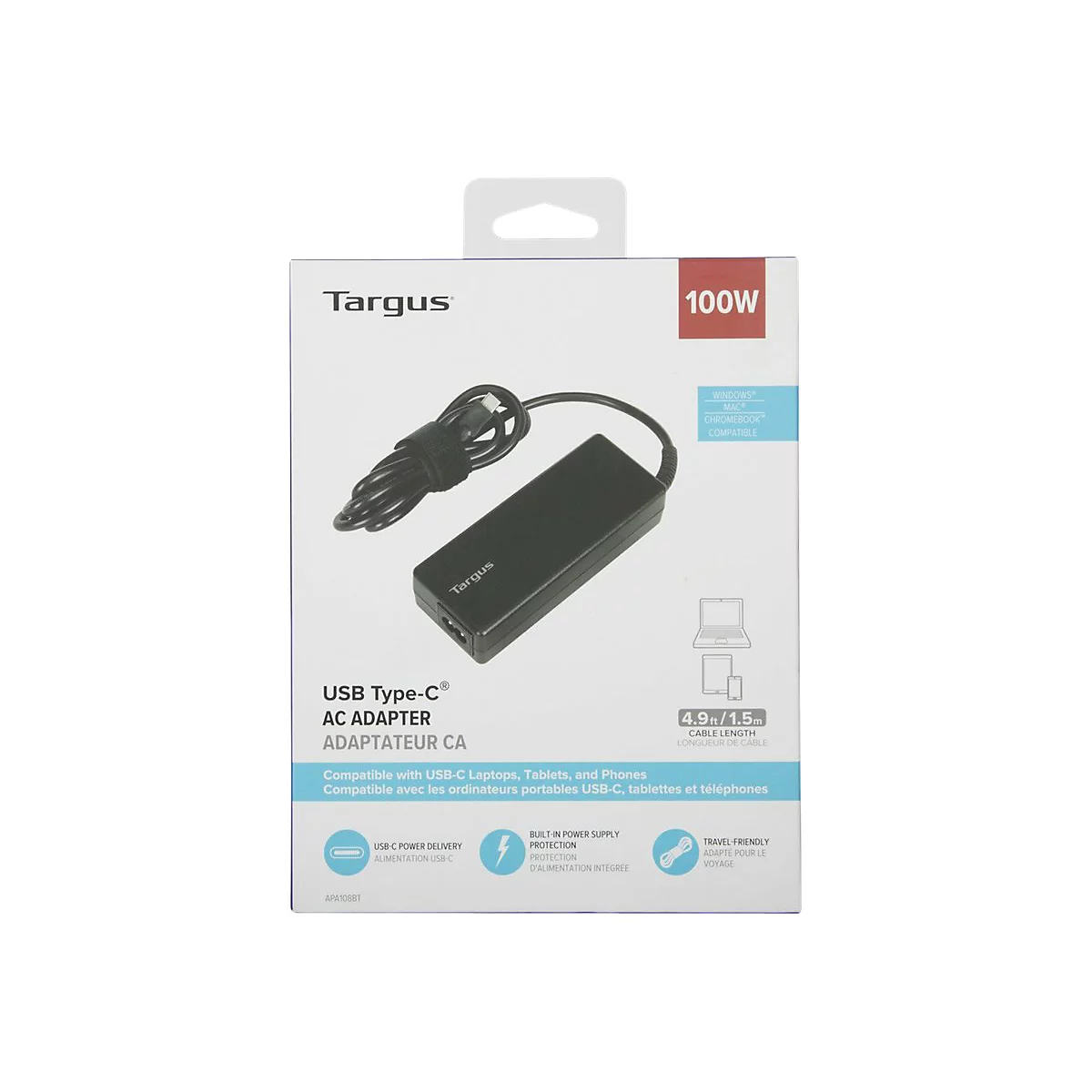 Targus - Netzteil - 100 Watt - PD (24 pin USB-C) - Schwarz