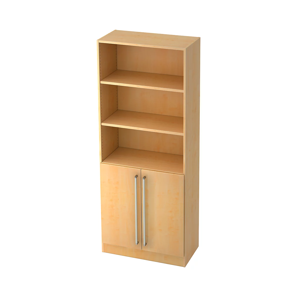 TARVIS combi-boekenkast, 5 OH, 3 open vakken + 2 deuren met greep, B 800 x D 420 x H 2004 mm, ahorndecor