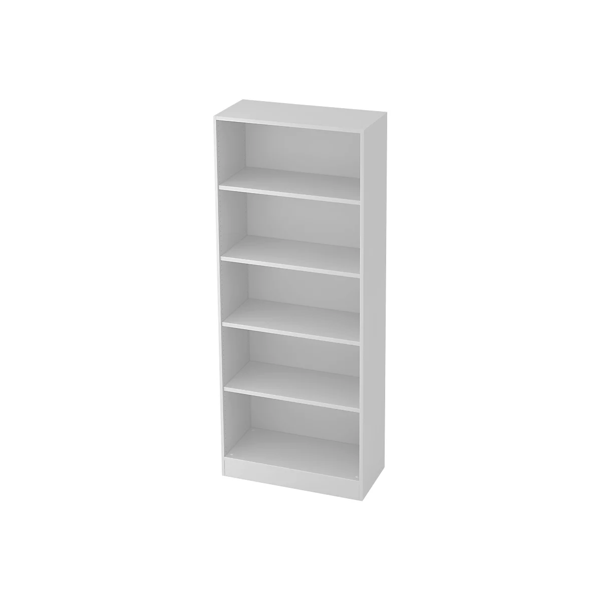White bookcase with five shelves.