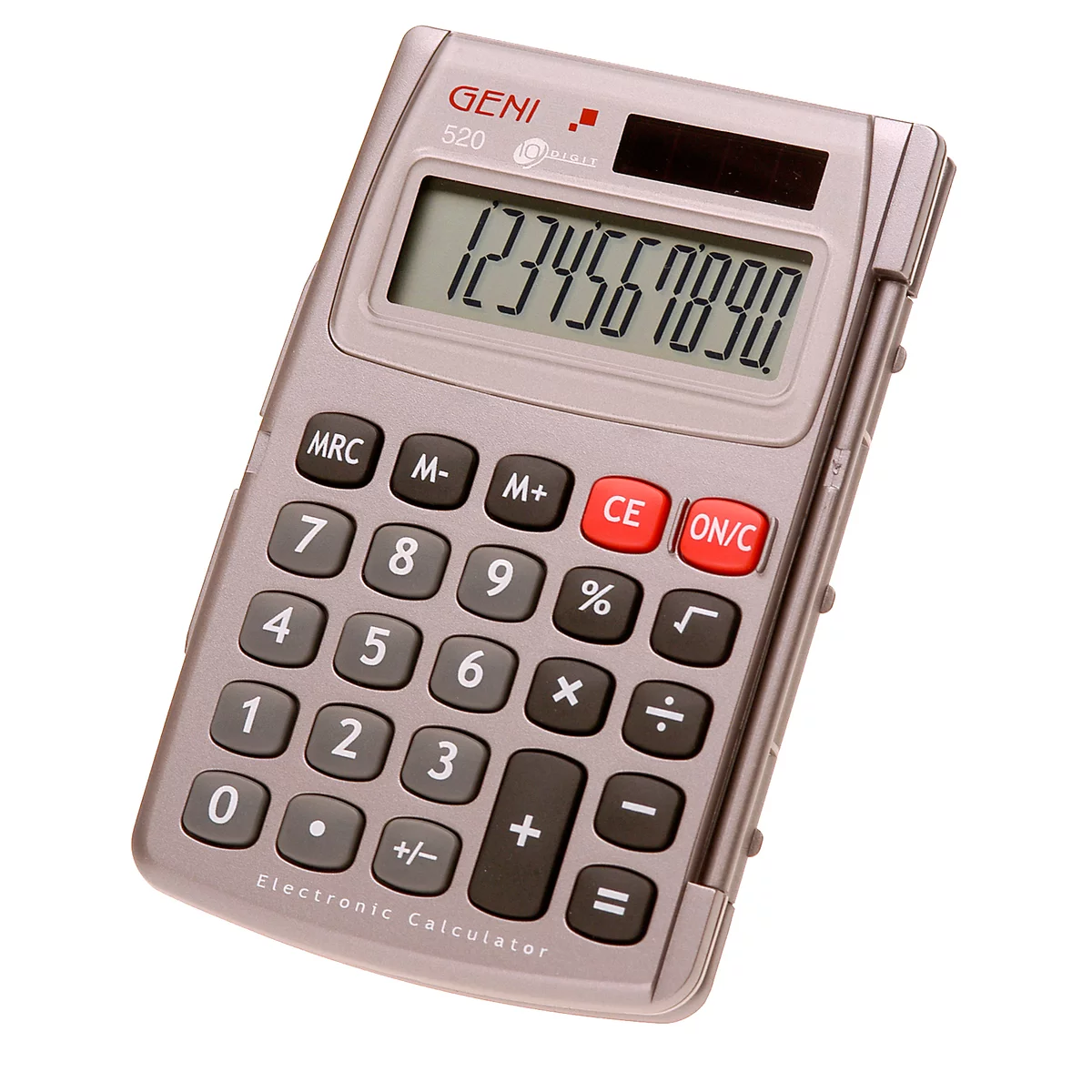 Taschenrechner Genie 520, 10-stelliges Display, Solar/Batteriebetrieb & Klappdeckel