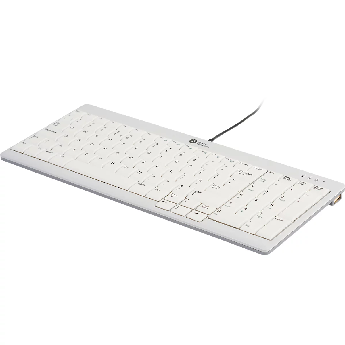 Tastatur BakkerElkhuizen UltraBoard 960 V2, QWERTZ, mit Nummernblock, USB-C, ergonomisch, kompakt & augenschonend, L 146 x B 363 x H 19 mm, grau