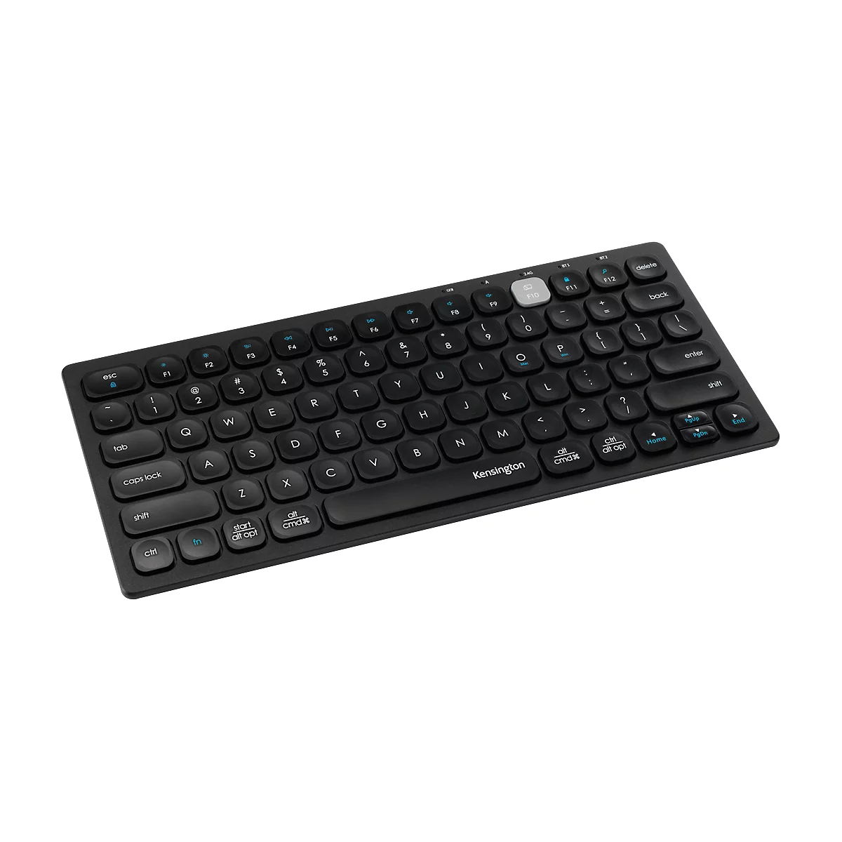 Tastatur Kensington Multi-Device Dual Wireless, kompakt, bis zu 3 Endgeräte, kabellos, Windows & Mac, B 310 x T 140 x H 35 mm, schwarz