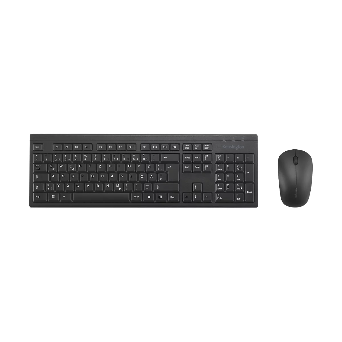 Tastatur und Maus Set Kensington KM150 EQ, kabellos, QWERTZ, versiegelte Membran, Maus mit 1200 dpi, PCR, schwarz