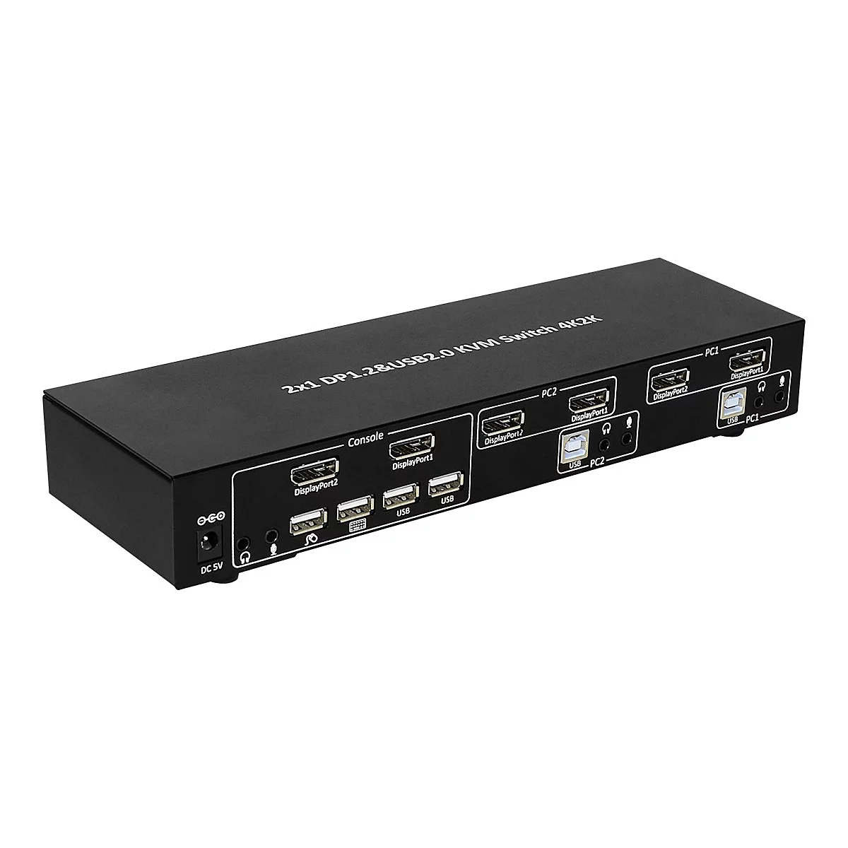 TECHly 2-Port DisplayPort1.2 Dual-Monitor KVM Switch - KVM-/Audio-/USB-Switch - 2 Anschlüsse