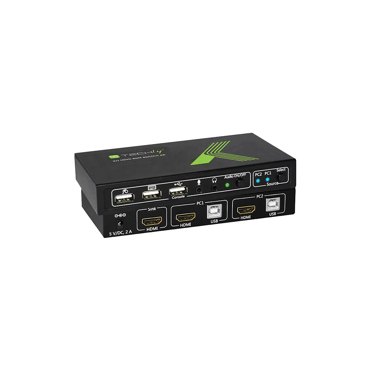 TECHly 2x1 USB HDMI KVM Switch 4Kx2K - KVM-/Audio-Switch - 2 x KVM/Audio - 1 lokaler Benutzer - Desktop