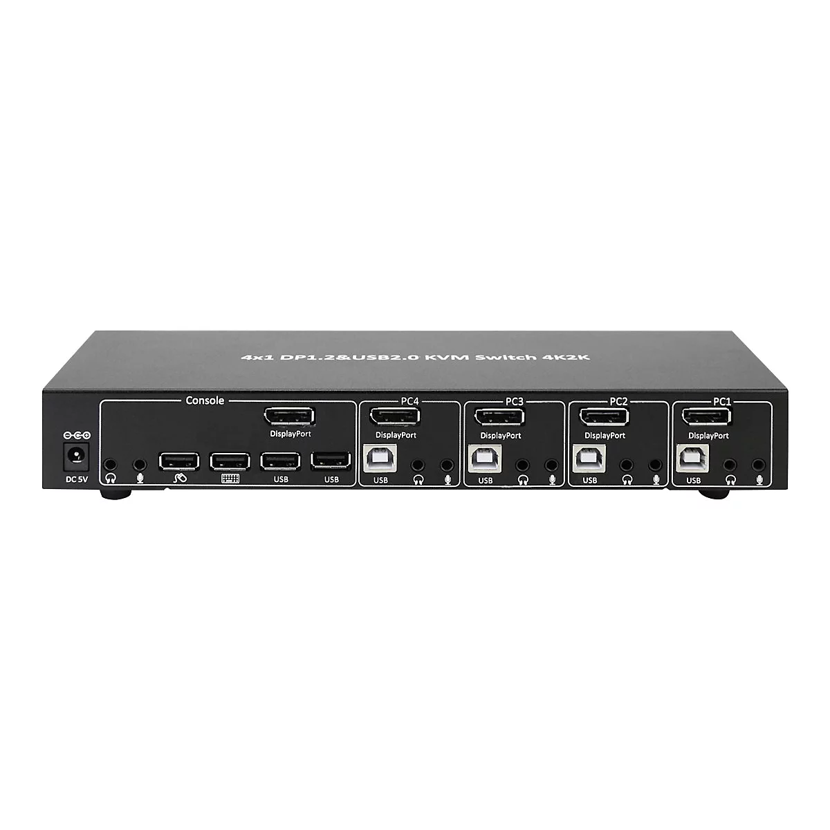 TECHly 4 Port DisplayPort 1.2 KVM Switch with Hub and audio - KVM-/Audio-/USB-Switch - 4 Anschlüsse