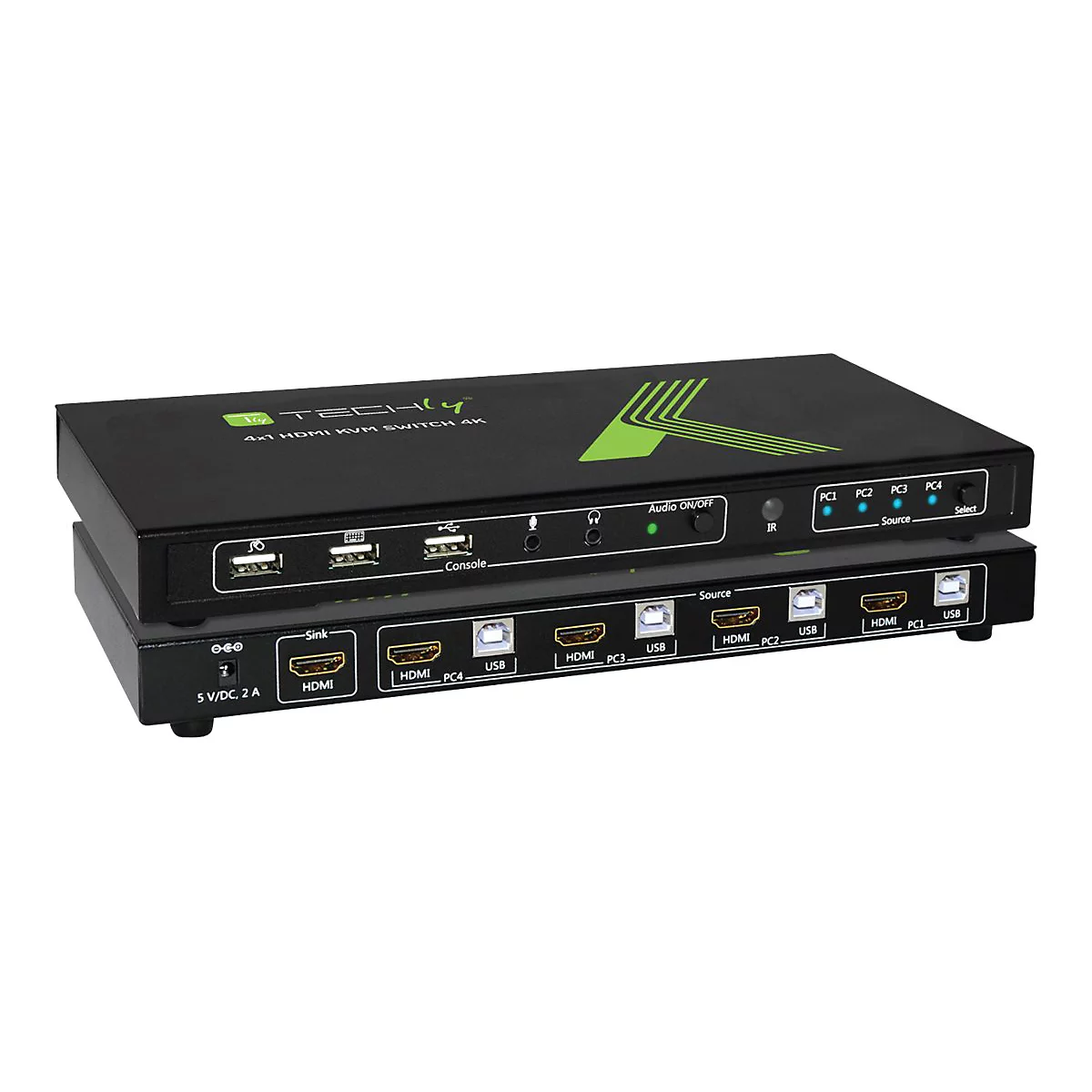 TECHly 4x1 USB HDMI KVM Switch 4Kx2K - KVM-/Audio-/USB-Switch - 4 Anschlüsse