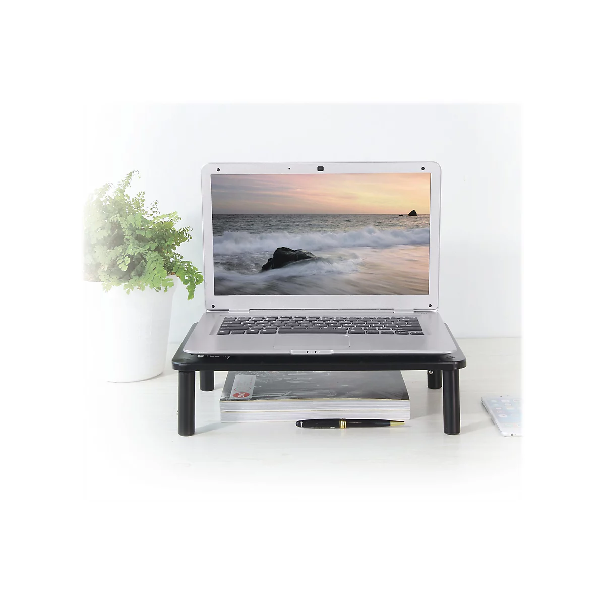TECHly - Aufstellung - einstellbare Ergonomie - für LCD-Display/Notebook - Metall, gummierte Oberfläche - Schwarz