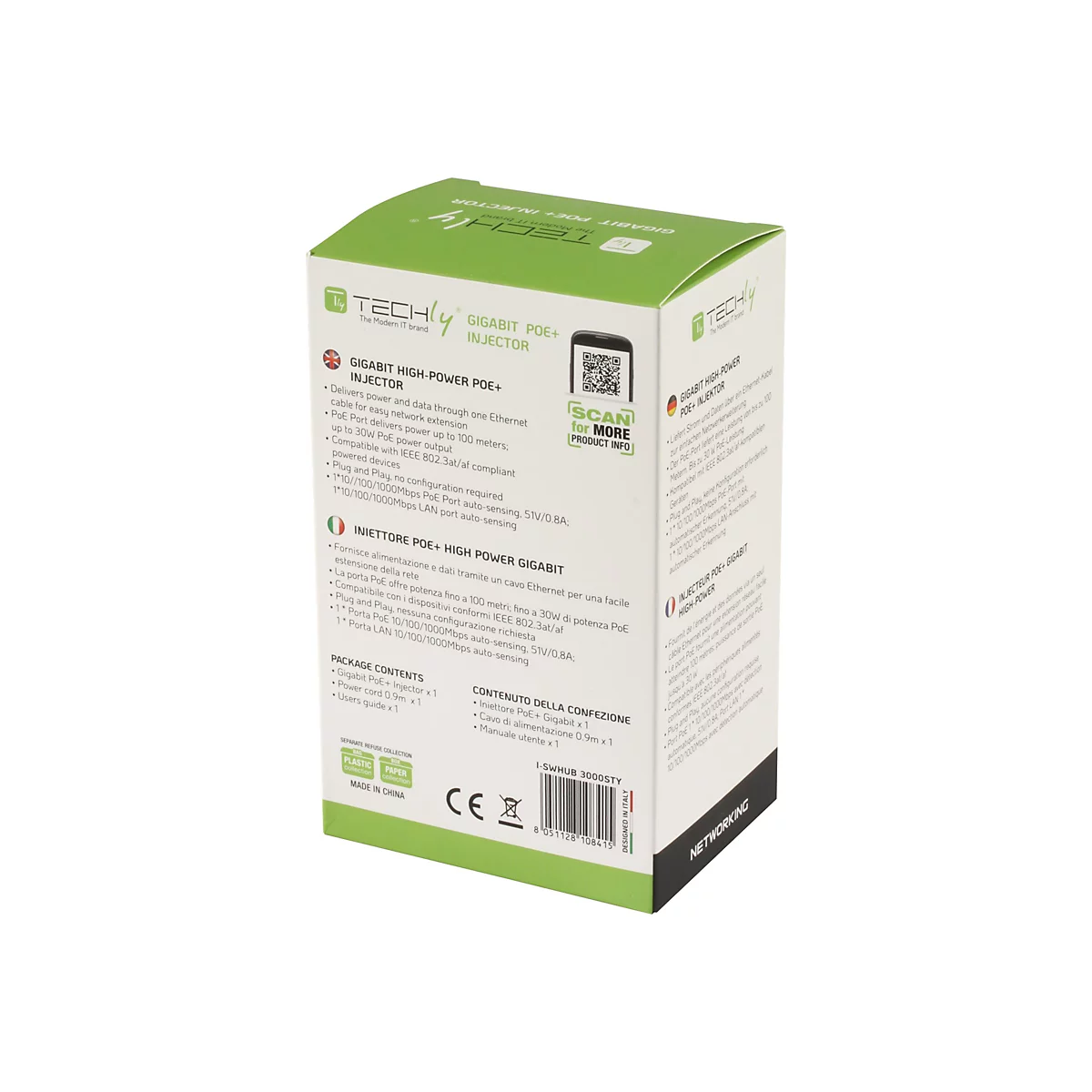 TECHly I-SWHUB 3000STY - Power Injector - 30 Watt