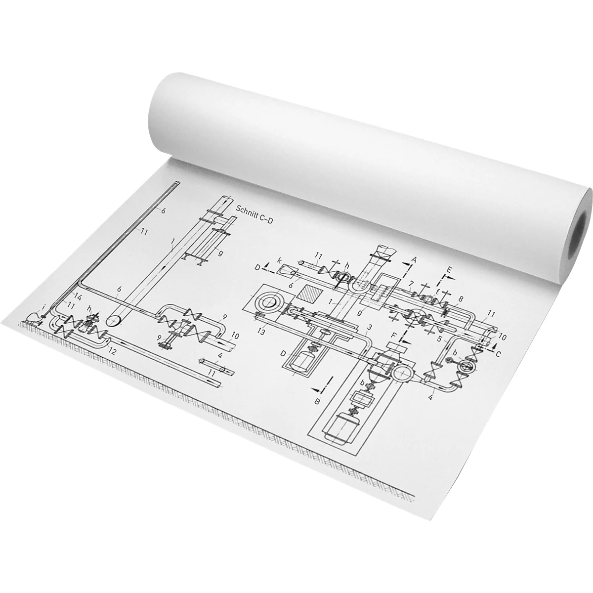 tecno Plotterrollen CAD 90, 91,4 cm x 50 m, 90 g/m², weiß, ungestrichen, Karton = 3 Rollen