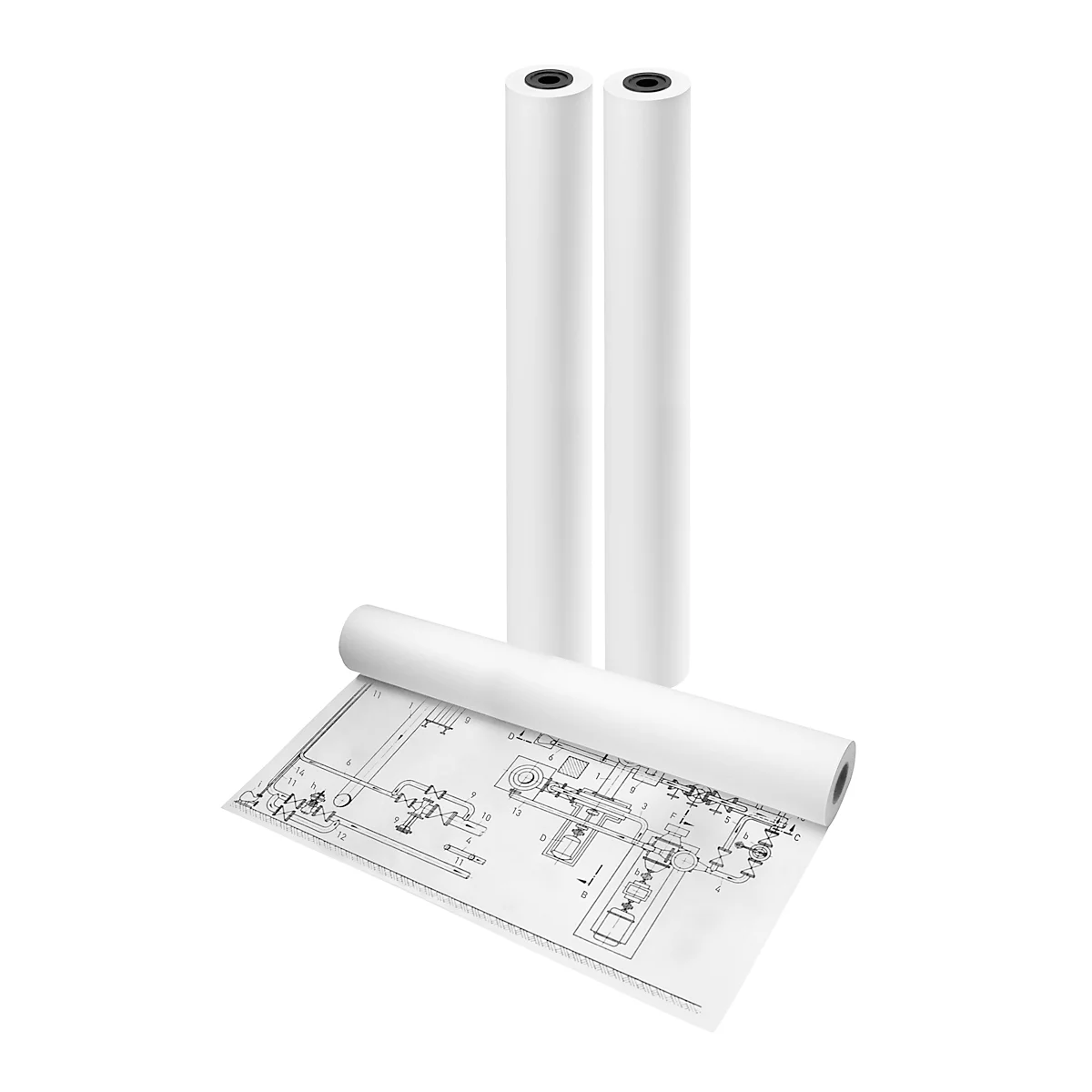 tecno Rouleaux traceurs CAD 90, 61 cm x 50 m, 90 g/m², blanc, non couché, carton = 3 rouleaux