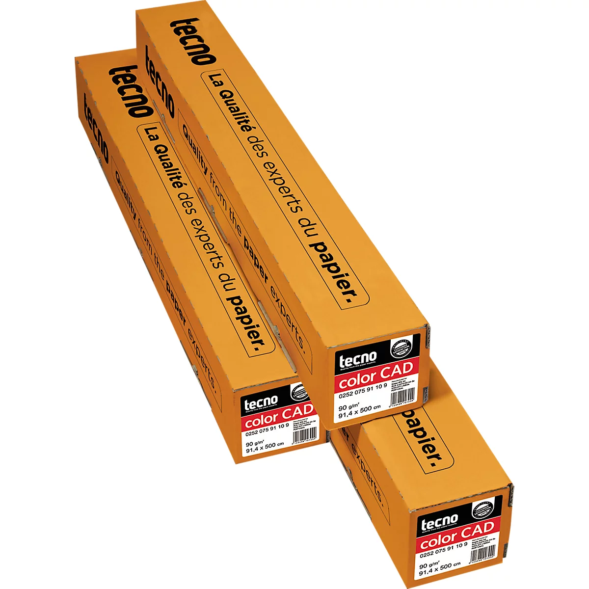 tecno Rouleaux traceurs CAD 90, 61 cm x 50 m, 90 g/m², blanc, non couché, carton = 3 rouleaux