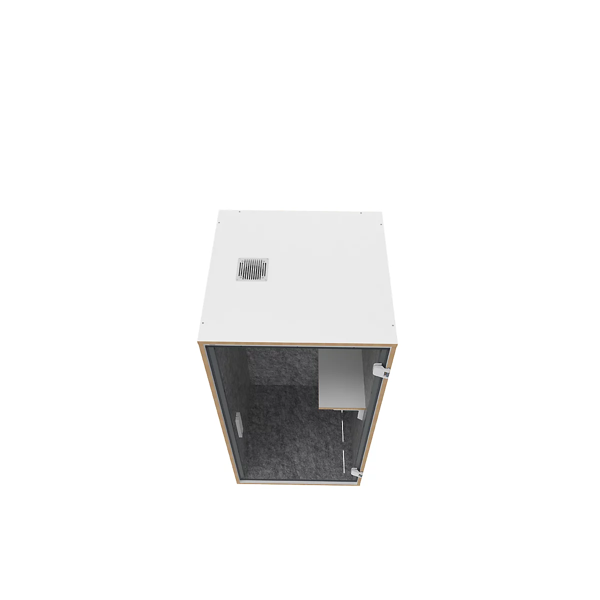 Telefonbox Silent Space 1, ESG-Glastür, LED-Beleuchtung, Lüftungssystem, Akustikkabine, weiß/grau meliert