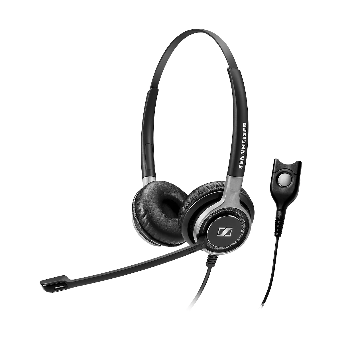 Telefoon-headset Sennheiser SC 660, kabelaansluiting, stereogeluid, HD, oorkussens, en adapter CEHS-CI02