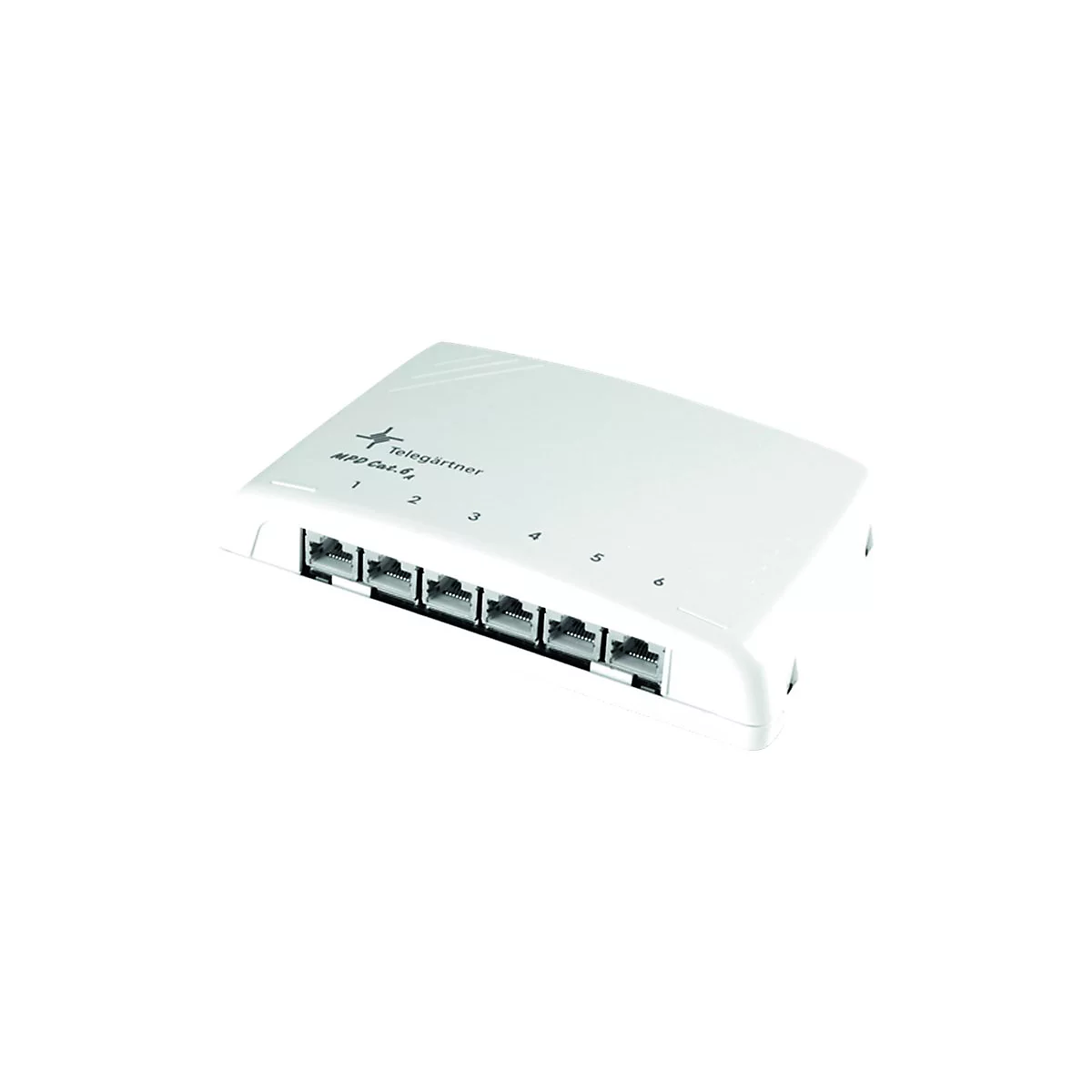 Telegärtner Mini Distributor MPD6-HS K - Kabelverteilerkasten - geeignet für Wandmontage, am Rohr montierbar, DIN schienenmontierbar - CAT 6a - STP - RJ-45/RJ-11/RJ-12 X 6