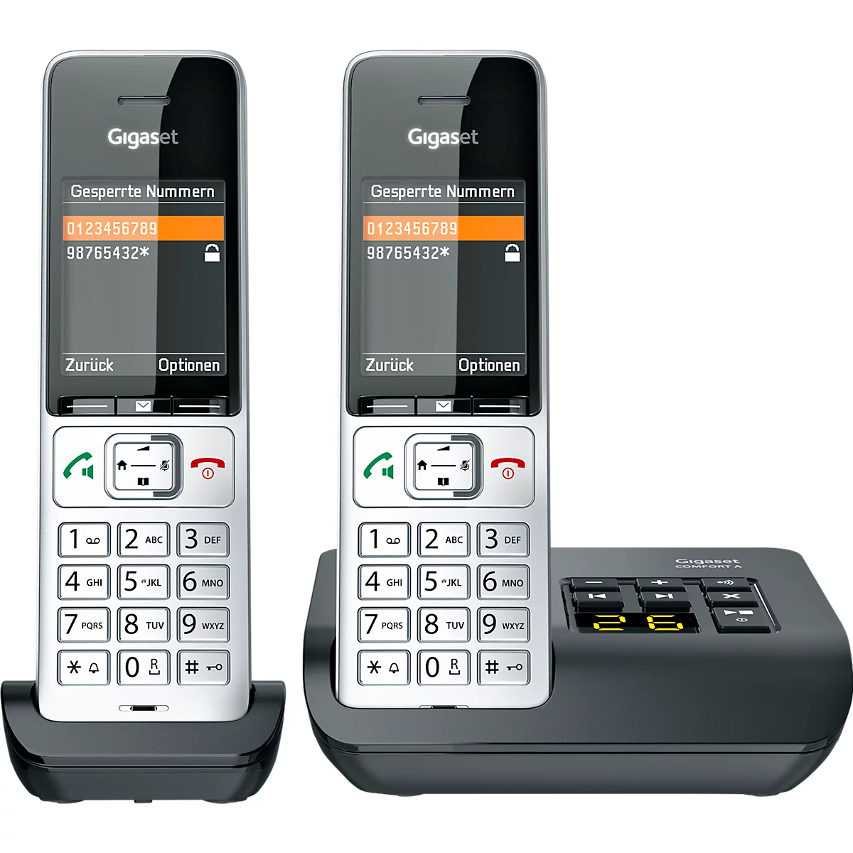 Téléphone sans fil Gigaset Comfort 500A Duo, répondeur, compatible avec les appareils auditifs, noir