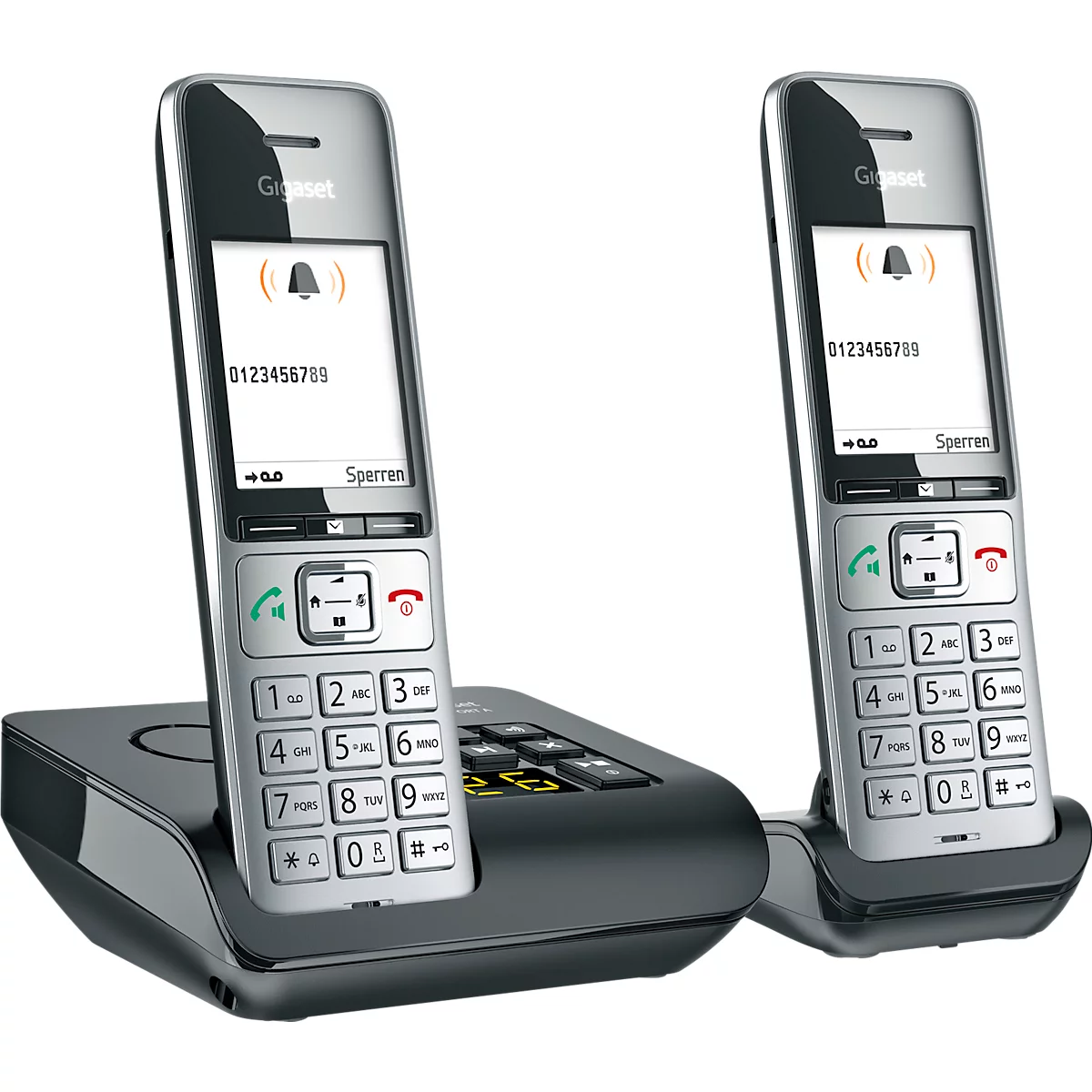 Téléphone sans fil Gigaset Comfort 500A Duo, répondeur, compatible avec les appareils auditifs, noir