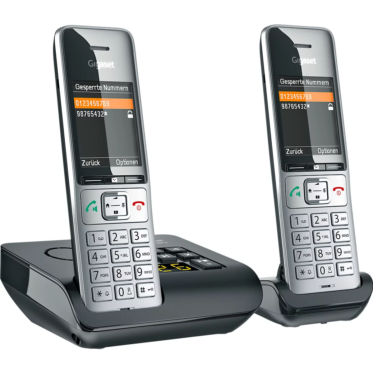 Téléphone sans fil Gigaset Comfort 500A Duo, répondeur, compatible avec les appareils auditifs, noir