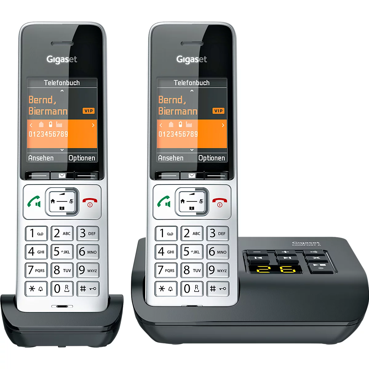 Téléphone sans fil Gigaset Comfort 500A Duo, répondeur, compatible avec les appareils auditifs, noir