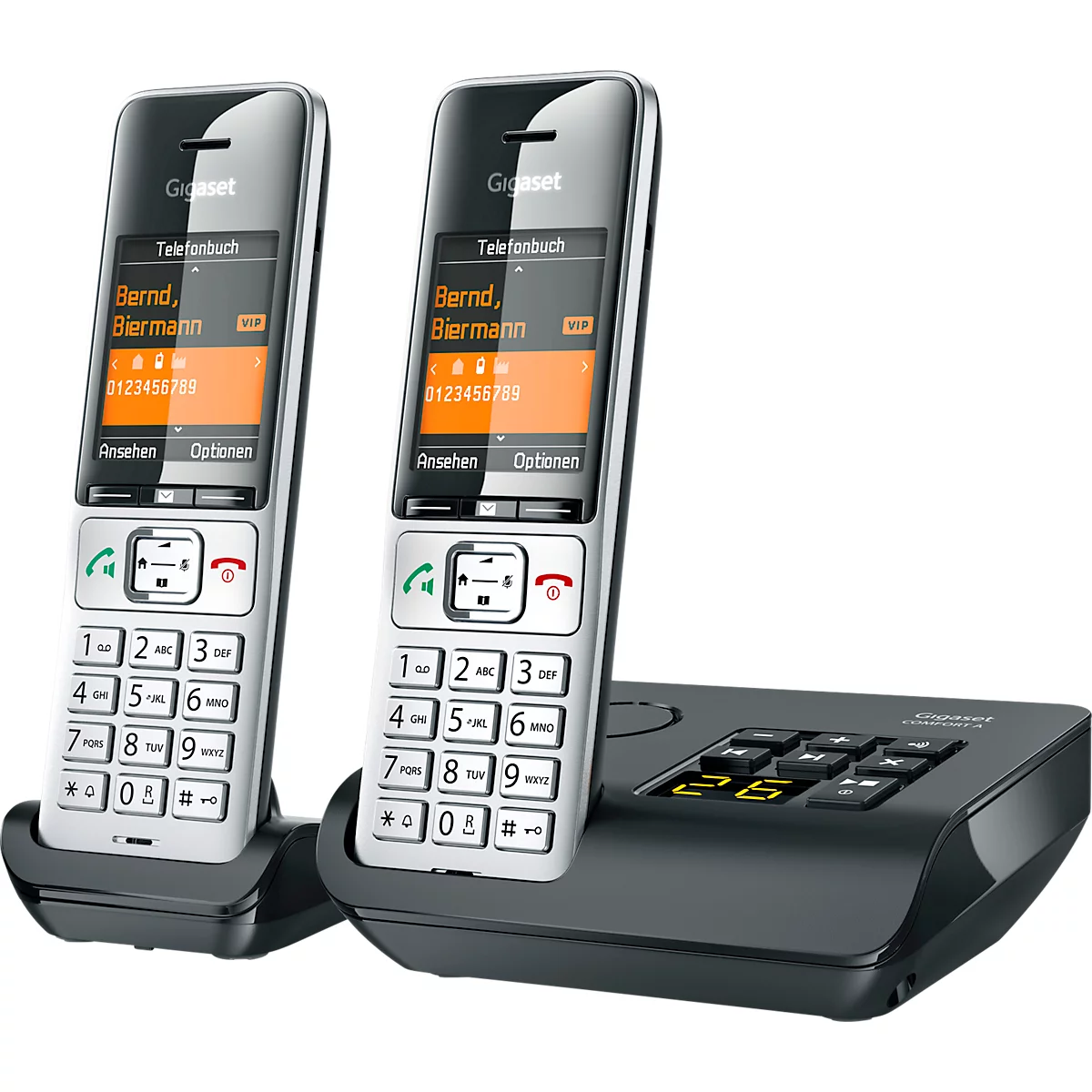 Téléphone sans fil Gigaset Comfort 500A Duo, répondeur, compatible avec les appareils auditifs, noir
